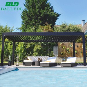 Motorized adjustable louvers sun shade patio rainproof louvre pergola designs with roof