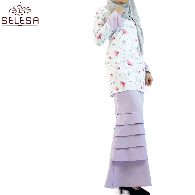 Muslimah Good Quality Kebaya Two Set Long Sleeve Front Buttons Kaftan Popular Muslim Dress Islam Clothing Baju Kurung Children