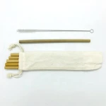 Natural Reusable Bamboo Drinking Straw Set With Cleaning Brush