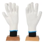 Natural white string knitted safety ansi working glove