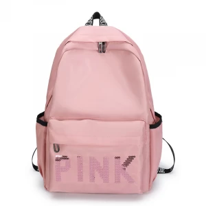 New arrival sequins pink backpack for girls fashion travel shoulder bag large capacity student school backpack for teenagers