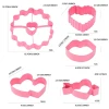 New Design Custom Stainless Steel Cookie Cutters Set With Heart-shaped And Lip Shaped Pink Color Of Valentines Day Series Cook