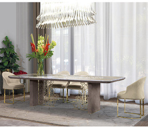 new diningroomsets modern luxury marble stone top dining tables sets stainless steel dining table with leather 6 chairs