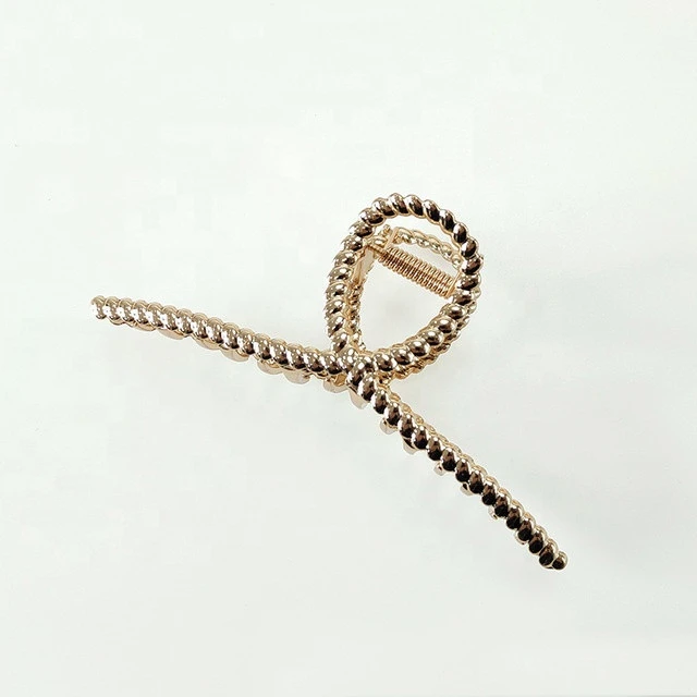 New fashion stock korean style gold metal cross lunar shape hair claw clip