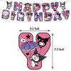 New Kuromi Theme Kids Birthday Party Decoration Banner Pull Flag Cake Insert Latex Foil Balloon Set  Party Supplies
