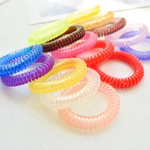New Telephone Wire Cord Line Clear Candy Color Ponytail Holder Elastic Hair Rings Tie Hair ring
