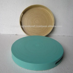 Nice design bamboo serving tray, round bamboo storage tray made in Vietnam