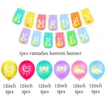 Nicro Ramadan Kareem Theme Party Supplies Banner Latex Balloon Partido Globo Bandera Eid Mubarak Party Decoration Set