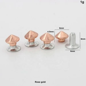 Nolvo World rose gold 6*4.5 mm decorative mushroom head studs spikes rivets for leather craft clothing shoes bags accessory