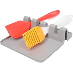 Non-stick Flexible Kitchen Utensils Silicone Spoon Rest For Cooking