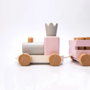 Nursery Gift Pull Train Blocks wooden toys