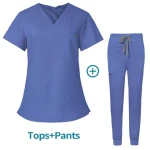 Oem custom logo design  nurse uniform stretch short-sleeved beauty salon operating room V-neck brush uniforms for dental clinics