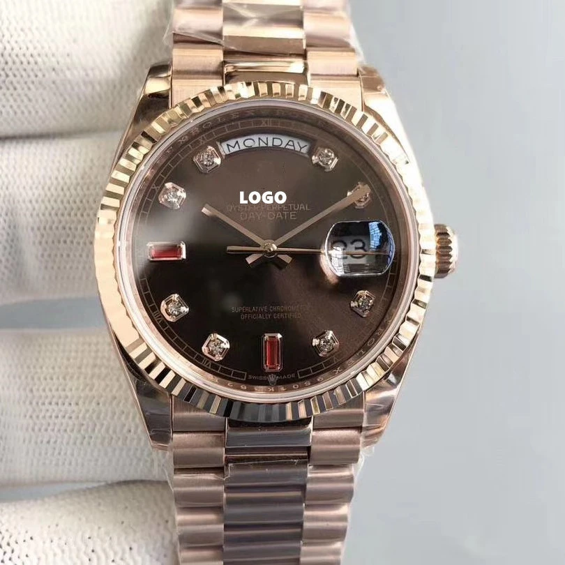 OEM logo top luxury watch Diver noob 316 steel ETA 2824 movement Gold plated 228235 Day date watch