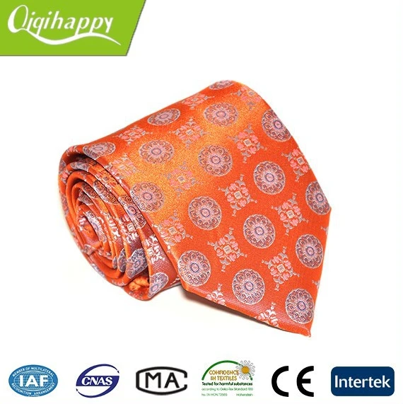 Orange color unique design skinny fashion italy 100% silk tie made in china
