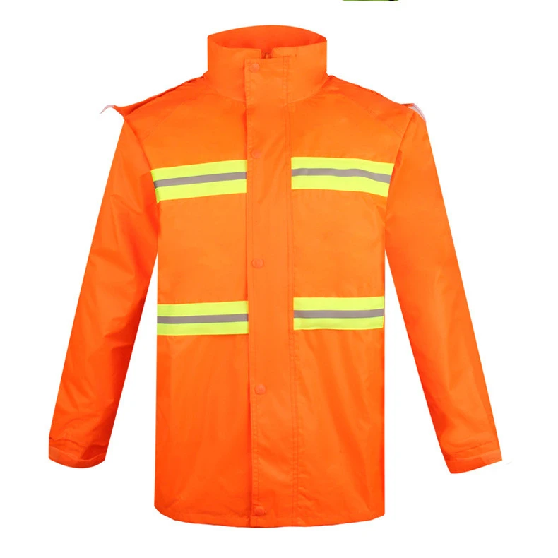 Orange reflective clothing split suit raincoat man women fashion jacket factory direct