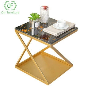 Orri Furniture square golden stainless steel coffee table