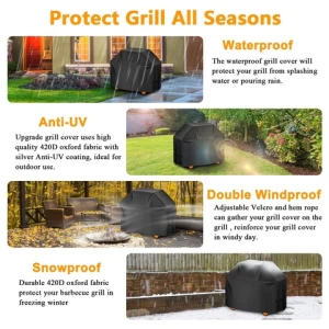 Outdoor Furniture Cover Rip Resistant Heavy Duty Adjustable Waterproof Barbecue BBQ Gas Grill Cover