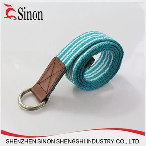personalized high quality green white stripe woven womens western fabric belt