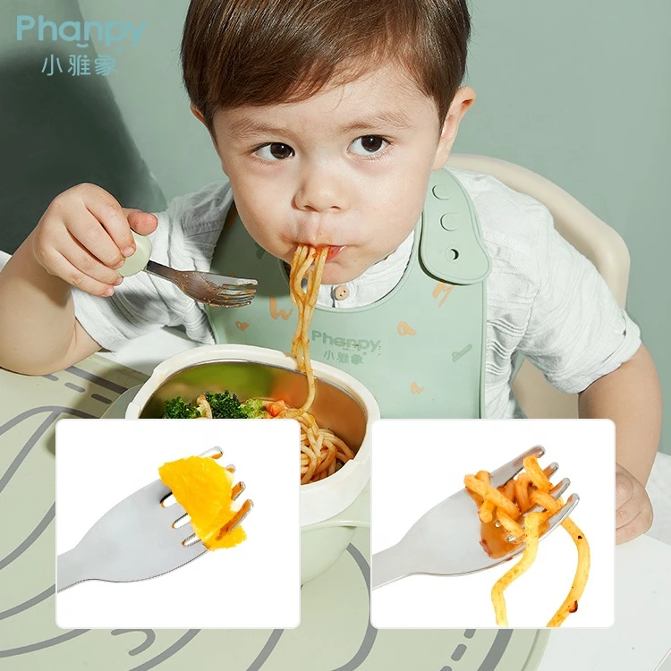 Phanpy 316 Stainless Steel Baby Spoon And Fork Toddler Utensils Childrens Cutlery Set Kids Dinner Feeder Training Tableware