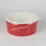 PLA paper salad bowl disposable take away waterproof factory directly round food paper box package container
