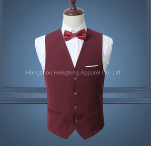 Polyester Fashion Man Waistcoat/Vest Burgundy Color