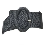 Popular wide wax  cord woven  women dresses knitted strap waistband belts with circle top
