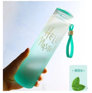 Portable borosilicate glass drinking water bottle with silicone sleeve