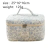 Portable Large Capacity Cosmetic Bag Storage Portable Quilted Cotton Cute Sweet Flowers Travel Makeup pouch for Travel