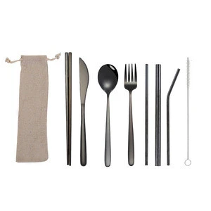 Portable Stainless Steel Travel Camping Outdoor Cutlery Set Eco-Friendly Flatware Set with Carrying Case Dishwasher Safe