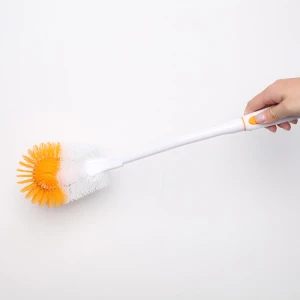 PP nylon toilet brush with long handle and round head