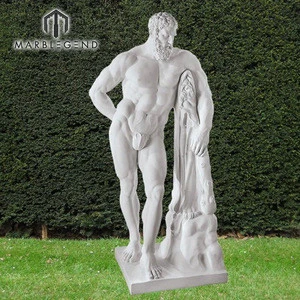 prefab figure statue decoration garden nude man italian white stone marble sculpture