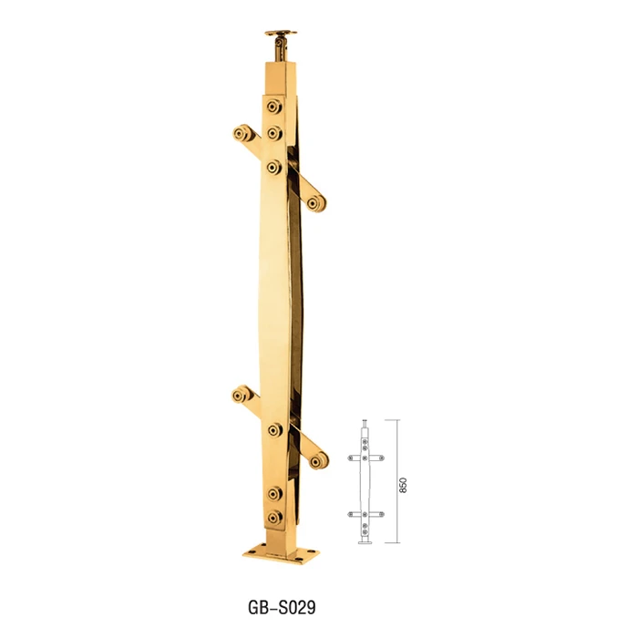 Prefabricated stairs gold color railing balustrades handrails posts