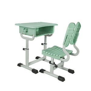 Primary wooden color adjustable student desk and chair plastic school furniture by HIGH RAW MATERIAL
