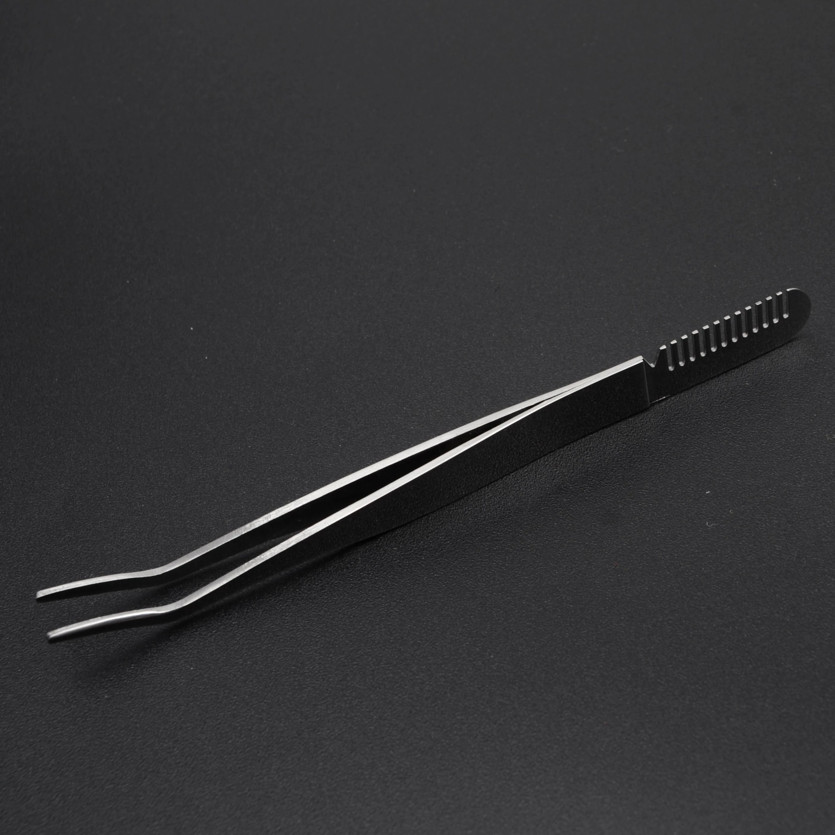 Private Label Compact Make-up Tool Quality Stainless Steel 2 In 1 False Eyelash Extension Eyebrow Hair Tweezers with Comb