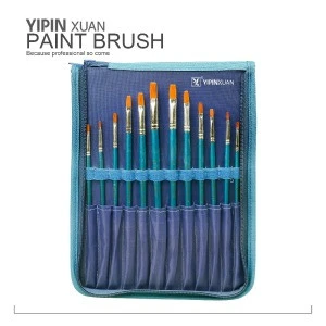 Professional 12pcs Aluminium Ferrule Nylon Hair Artist Paint Brush Set With A Palette