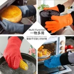 Professional heat resistant insulation mittens silicone glove oven mitts