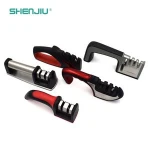 Professional Kitchen Knife Sharpener 3 Stage Kitchen Sharpening Tool with Non slip Base Chef Knife Sharpening Kit Easy Control