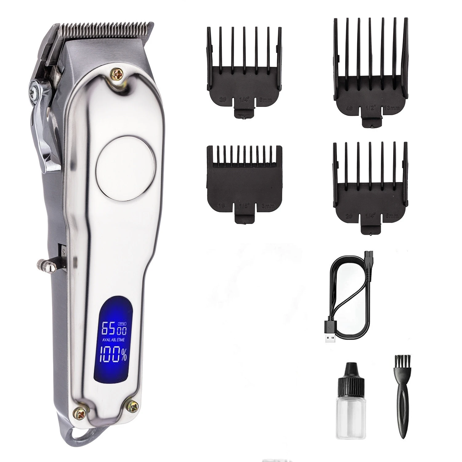 Professional USB Hair Clippers Men Electric Hair Trimmer Gold