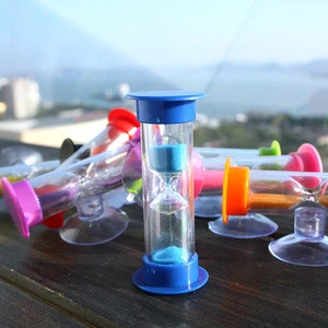 Promotion custom 3 minutes Shower plastic Hourglass With Suction Cup