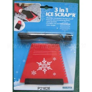 Promotional trapezoid plastic ice scraper/snow shovel with TPR edge as advertising gifts P21626