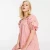 Import Puff Sleeve Cotton Poplin Mini Dress in Pink from China