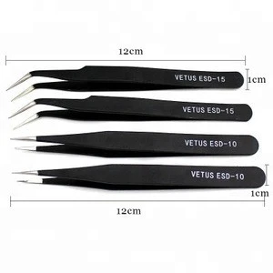 Qiao Excellent Quality Tweezers Bend+Straight New Stainless Steel Industrial Anti-static Cross Tweezers Sewing Accessories Tools