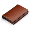 Real Leather Slim Wallet Custom Travel Genuine Leather Wallet Meatal Card Holders Case Rfid Blocking Leather Card Holder