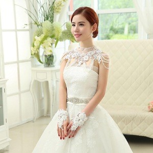 Real Sample Show Wedding Jacket Customize Back Buttons Lace Wedding Wraps Bolero Tulle diamond jewelry bridal coat