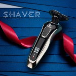Rechargeable triple blade washable electric shaver razor shaving machine with led display