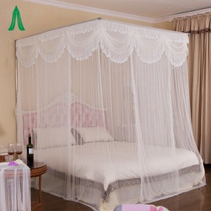 Rectangular Palace Romantic Bed Canopy Lace Princess King Size Mosquito Net