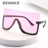 RENNES Hot Sale One-Piece Transparent Face Shield Sunglasses Big Frame Oversized Glasses UV400 Sonnenbrille