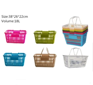 retail plastic storage basket white handle shopping baskets