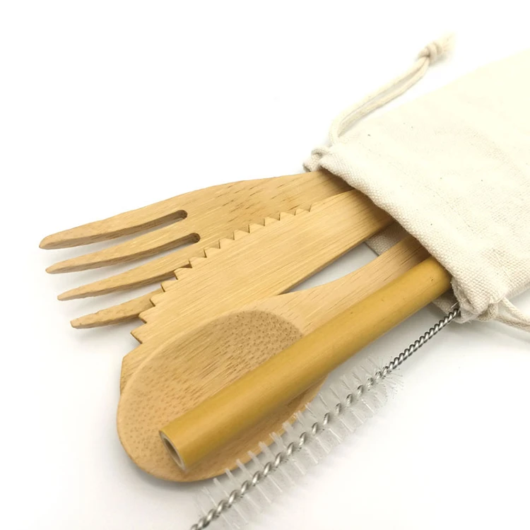 Reusable Bamboo Travel Cutlery set/Utensil Set with Carrying Case/camping bamboo spoon fork knife