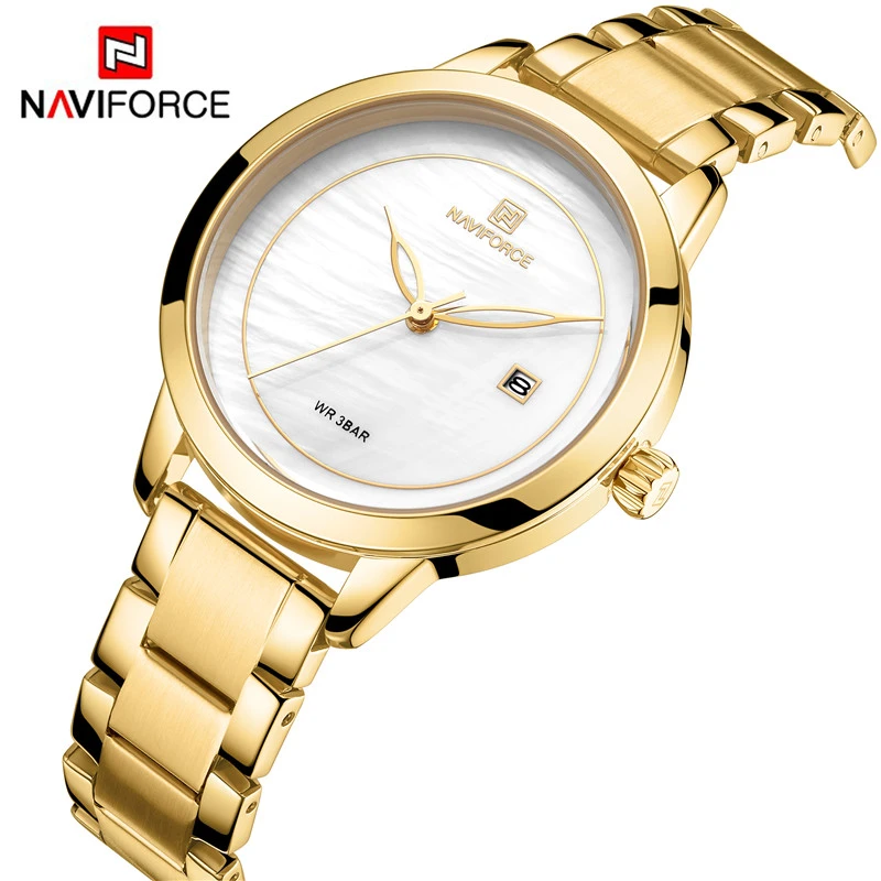 Rose Gold Watches For Women Quartz Wristwatches Ladies Top Brand NAVIFORCE 5008 Relogio Feminino Female Bracelet Clock Watch